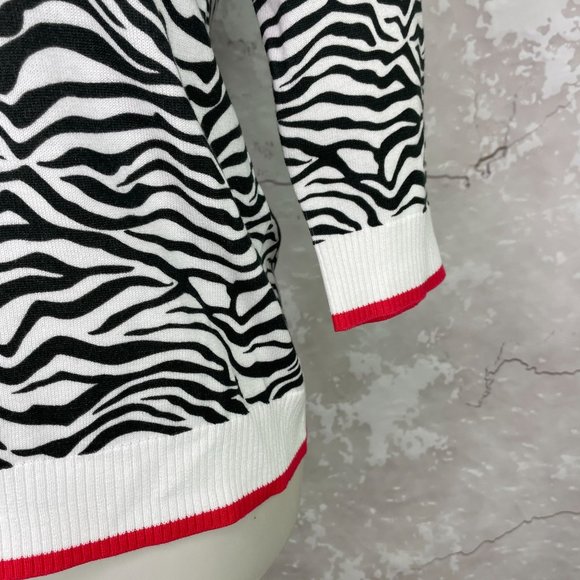 Edinburgh Knitwear Zebra Print Crewneck Cotton Sweater S NWT - Picture 4 of 11